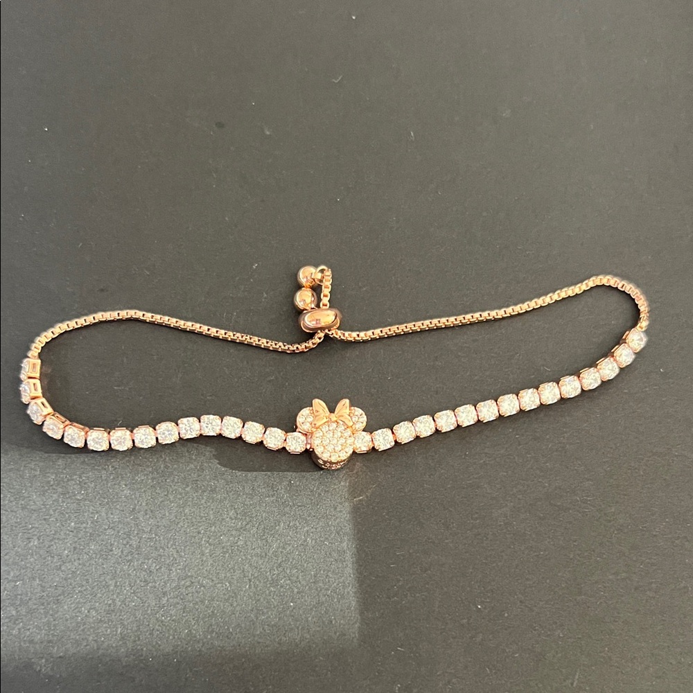 Elegant Faux Rose Gold Bracelet with Minnie Mouse Charm